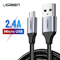 Miniatyrbillede 4 af 7: CABLU alimentare si date Ugreen, "US290", Fast Charging Data Cable pt. smartphone, USB la Micro-USB, braided, 1.5m, negru "60147" (timbru verde 0.08 l