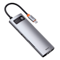 Pikkukuva 1 / 11: Baseus HUB Metal Gleam Series 8-in-1 Multifunctional (Type-C to PD/4K HD/USB3.0) Docking Station Gray (CAHUB-CV0G)