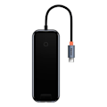 Miniatyrbild 1 av 10: Hub 5in1 Baseus AcmeJoy series USB-C to 2xUSB 3.0 + USB 2.0 + USB-C PD + RJ45 (dark grey)