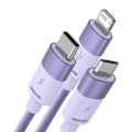 Miniatyrbillede 2 af 5: 3in1 USB cable Baseus StarSpeed Series, USB-C + Micro + Lightning 3,5A, 1.2m (Purple)