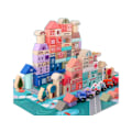 Miniatyrbillede 3 af 6: Set of Wooden Blocks City Letters Puzzle 115 Pieces
