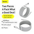 Miniatyrbilde 10 av 11: Baseus Lightning Simple Wisdom cable (2pcs/set) 2.4A 1.5m White (TZCALZJ-02)