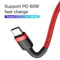 Miniatyrbillede 11 af 11: Baseus Cafule Cable USB-C PD 2.0 QC 3.0 60W 1m (Red)
