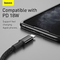 Miniatyrbillede 8 af 11: Baseus Type-C - Lightning High Density Braided Fast charging cable PD 20W 1m Black (CATLGD-01)