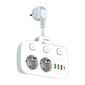Pikkukuva 1 / 9: Power strip with 2 AC sockets, 3x USB, USB-C, LDNIO SE2435, 2500W (white)