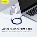 Miniatyrbild 8 av 11: Baseus Type-C - Type-C Crystal Shine series fast charging data cable 100W 1.2m Blue (CAJY000603)