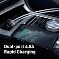Miniatyrbillede 4 af 8: Baseus car charger with display, 2x USB, 4.8A, 24W (silver)