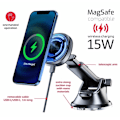 Miniatyrbild 4 av 6: Swissten magnetický držák do auta s bezdrátovým nabíjením 15w dashboard (kompatibilní s magsafe)