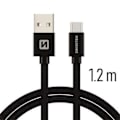 Miniatyrbillede 2 af 5: Swissten Datový Kabel Textile Usb / Usb-C 1,2 M Černý