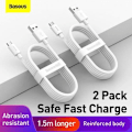 Miniatyrbillede 7 af 11: Baseus Simple Wisdom Data Cable Kit USB to Micro 2.1A (2PCS/Set) 1.5m White