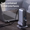 Pikkukuva 5 / 11: Baseus HUB Working Station Three-Screen Multifunction Type-C Adapter (CN+EU+UK) Dark Gray CAHUB-DG0G