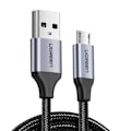 Miniatyrbillede 3 af 7: CABLU alimentare si date Ugreen, "US290", Fast Charging Data Cable pt. smartphone, USB la Micro-USB, braided, 2m, negru "60148" (timbru verde 0.08 lei