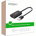 Miniatyrbillede 2 af 3: UGreen USB 2.0 External Sound Adapter Black