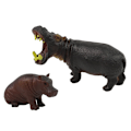 Miniatyrbild 2 av 3: Set of 2 Figurines Hippopotamus with cub