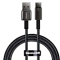 Miniatyrbillede 2 af 7: CABLU alimentare si date Baseus, Fast Charging Data Cable pt. smartphone, USB la USB Type-C (T), 100W, 480Mbps, aliaj zinc, braided(nylon),1m, negru,