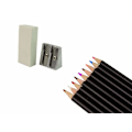 Miniatyrbillede 3 af 3: Set of crayons in a tube, sharpener, eraser, 74 pcs.
