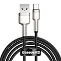 Miniatyrbillede 6 af 7: CABLU alimentare si date Baseus Cafule Metal, Fast Charging Data Cable pt. smartphone, USB la USB Type-C 66W, 2m, negru "CAKF000201" (timbru verde 0.1