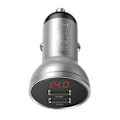 Miniatyrbillede 2 af 8: Baseus car charger with display, 2x USB, 4.8A, 24W (silver)