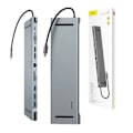Miniatyrbilde 8 av 8: Baseus Enjoyment Series Multi-functional Type-C intelligent HD HUB（PD/HD4K*2/VGA/RJ45/SD/TF/USB*3/Audio*1/Stand)Dark gray