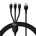 Miniatyrbillede 3 af 5: Baseus Universal Flash Series II 3-in-1 Fast Charging Data Cable (Type-C to Micro + Lightning + Type-C) 66W, 1.2m Black (CASS040001)