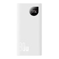 Miniatyrbilde 1 av 10: Baseus Power Bank Adaman2 with Digital display, C+U+U, PD 3.0, QC 3.0, 30W, 10000 mAh, with Type-C cable (0.3m), White (PPAD080002)