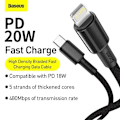 Miniatyrbillede 4 af 11: Baseus Type-C - Lightning High Density Braided Fast charging cable PD 20W 1m Black (CATLGD-01)