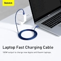 Miniatyrbillede 10 af 11: Baseus Type-C - Type-C Crystal Shine series fast charging data cable 100W 2m Blue (CAJY000703)