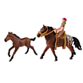Miniatyrbilde 2 av 3: Set of 2 figurines Horse and foal in a corral + Rider