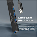 Miniatyrbillede 3 af 5: PROMATE LiteHub-4 USB-C Hub 3x USB 2.0 / 1x USB 3.0
