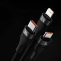 Miniatyrbillede 2 af 11: Baseus Universal Flash Series 3-in-1 Fast Charging Data Cable (USB-A to Micro + Lightning + Type-C) 100W, 1.2m Black (CASS030001)