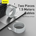 Miniatyrbilde 9 av 11: Baseus Lightning Simple Wisdom cable (2pcs/set) 2.4A 1.5m White (TZCALZJ-02)