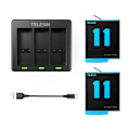Miniatyrbillede 1 af 4: Telesin 3-slot charger + 2 batteries for GoPro Hero 12 / Hero 11 / Hero 10 / Hero 9