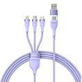 Miniatyrbillede 1 af 5: 3in1 USB cable Baseus Flash Series 2, USB-C + micro USB + Lightning, 100W, 1.2m (purple)