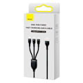 Miniatyrbillede 1 af 11: Baseus Universal Flash Series 3-in-1 Fast Charging Data Cable (USB-A to Micro + Lightning + Type-C) 100W, 1.2m Black (CASS030001)
