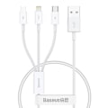 Miniatyrbild 1 av 8: Quick Charge USB to M+L+C  Baseus Superior Data 3.5A 0,5m (White)