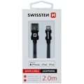 Pikkukuva 2 / 4: Swissten Datový Kabel Textile Usb / Lightning Mfi 2,0 M Černý
