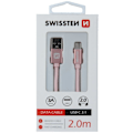 Miniatyrbillede 3 af 5: Swissten Datový Kabel Textile Usb / Usb-C 2,0 M Růžovo/Zlatý