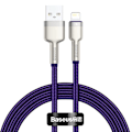 Miniatyrbild 3 av 6: CABLU alimentare si date Baseus Cafule Metal, Fast Charging Data Cable pt. smartphone, USB la Lightning Iphone 2.4A, braided, 1m, violet "CALJK-A05" (