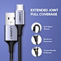 Miniatyrbillede 6 af 7: CABLU alimentare si date Ugreen, "US290", Fast Charging Data Cable pt. smartphone, USB la Micro-USB, braided, 1.5m, negru "60147" (timbru verde 0.08 l