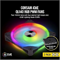 Miniatyrbild 1 av 4: CORSAIR iCUE QL140 RGB 140mm PWM Dual Fan Kit with Lighting Node CORE