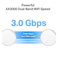 Miniatyrbillede 1 af 5: Wireless Router|TP-LINK|Wireless Router|3-pack|3000 Mbps|Mesh|Wi-Fi 6|1x10/100/1000M|1x2.5GbE|DHCP|DECOX50-POE(3-PACK)