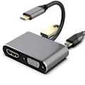Miniatyrbillede 1 af 3: RoGer USB-C Multimedia Adapter HDMI 4K@30Hz / VGA 1080p / USB 3.0 / USB-C PD