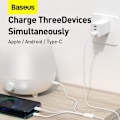 Miniatyrbillede 10 af 11: Baseus Cable Superior Series 3-in-1 Fast Charging Data Cable USB to M+L+C 3.5A 1.5m White (CAMLTYS-02)