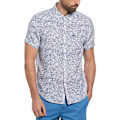 Miniatyrbillede 1 af 2: Original Penguin Linen Aop Outline Waves Kortærmet Skjorte Hvid L Mand