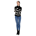 Miniatyrbillede 4 af 5: Vero Moda Saba Stripe Halv Lynlås Sweater Sort XL Kvinde