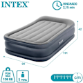 Miniatyrbillede 6 af 8: Intex Madras Dura-beam Standard Deluxe Pillow Sort 99 x 191 x 42 cm