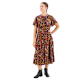 Miniatyrbillede 1 af 5: Superdry Kortærmet Midikjole Printed Tiered Brun XS Kvinde