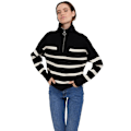 Miniatyrbillede 1 af 5: Vero Moda Saba Stripe Halv Lynlås Sweater Sort XL Kvinde