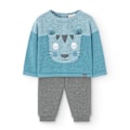 Miniatyrbillede 1 af 8: Boboli Knit Langærmet Sæt Blå,Grå 9 Months