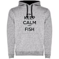 Miniatyrbillede 1 af 3: Kruskis To-farvet Hættetrøje Keep Calm And Fish Grå 2XL Mand
